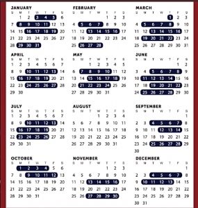 Calendar of US House of Representatives